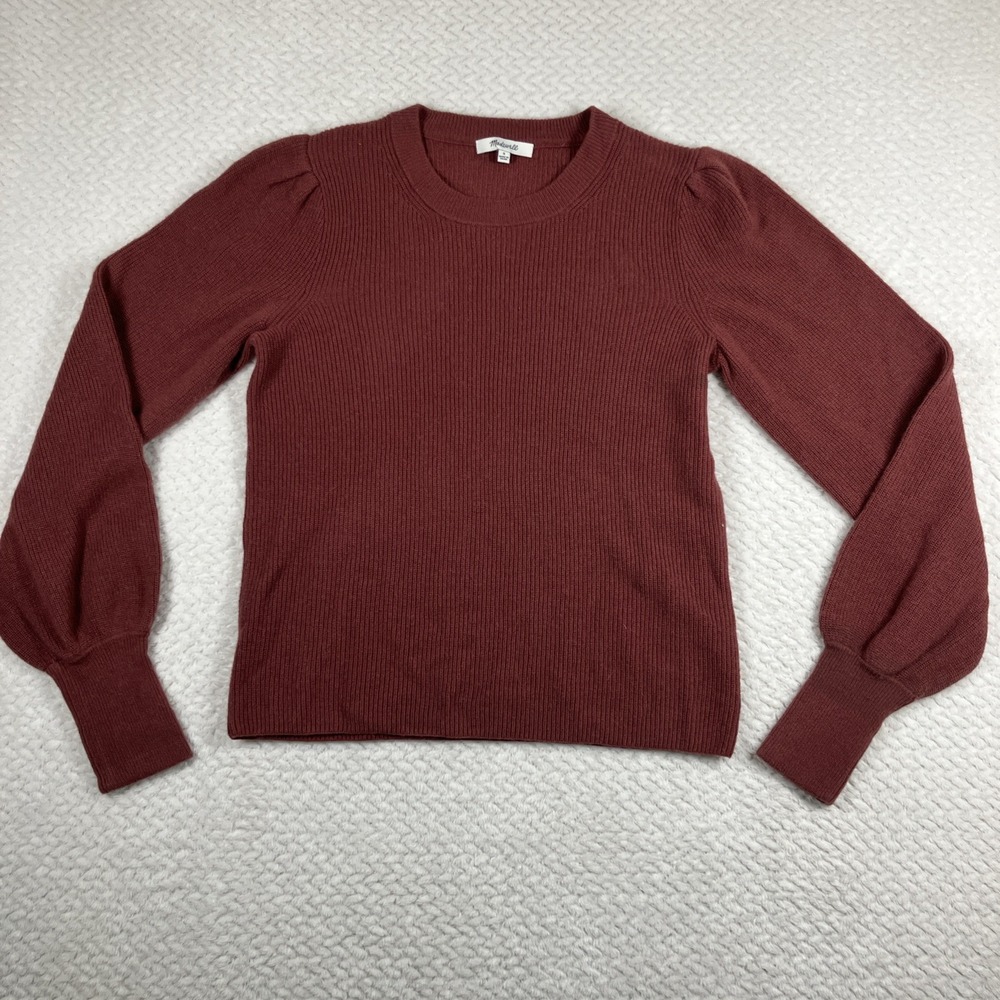 Madewell Crewneck Sweater Knit Merino Wool Alpaca Small Maroon Quiet Lux Capsule